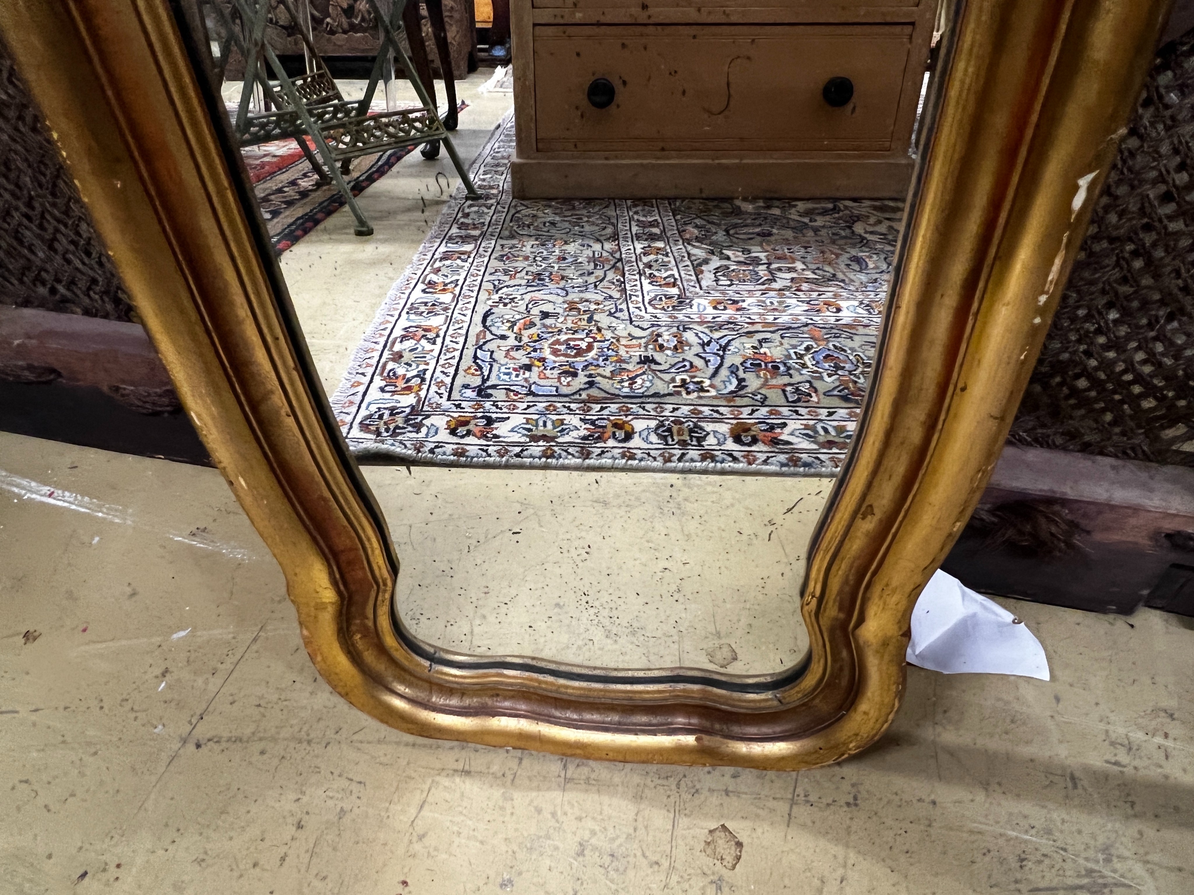 A Victorian style giltwood pier glass, width 30cm, height 108cm